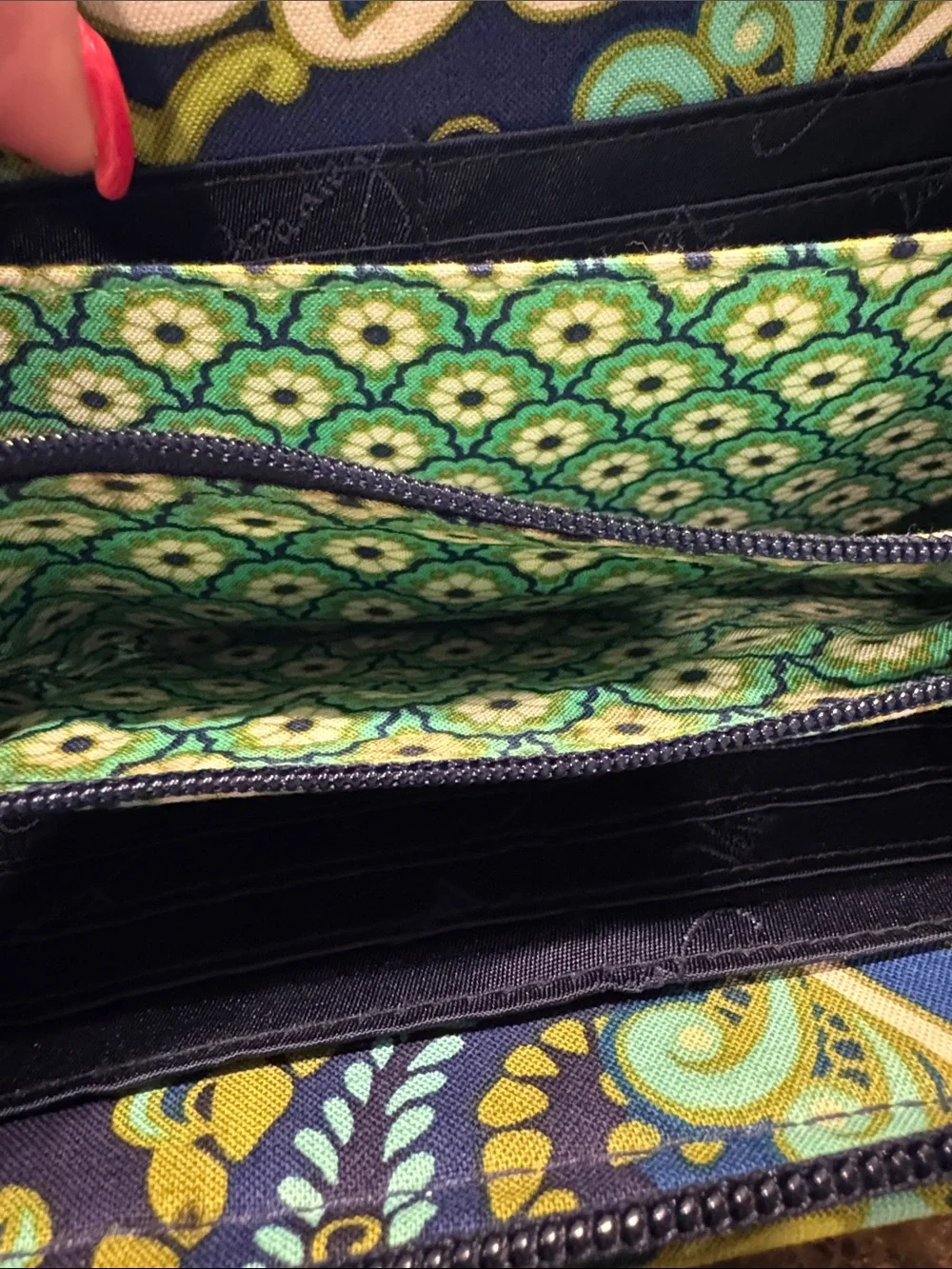 Vera Bradley Zip-Around Quilted Wallet in Rhythm & Blue Pattern - Picture 5 of 8